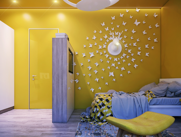 Kamar dengan dekorasi dinding kreatif